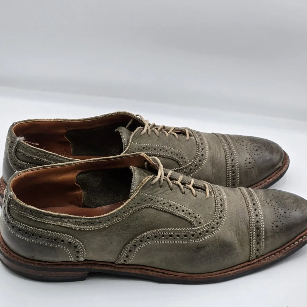 Allen Edmonds Mens 15 Olive Green Cap Toe Brogue Oxford Dress Shoes Dainite USA